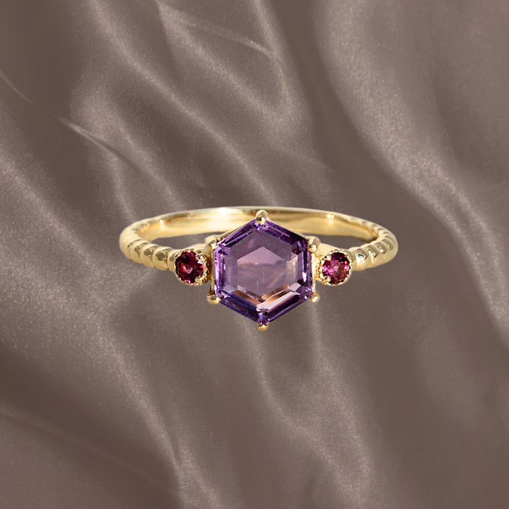 Amethyst and Garnet Constellation Ring