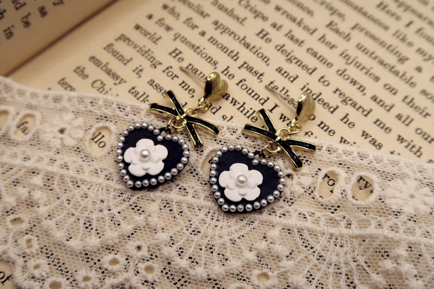 Camellia Bow Drop Earrings