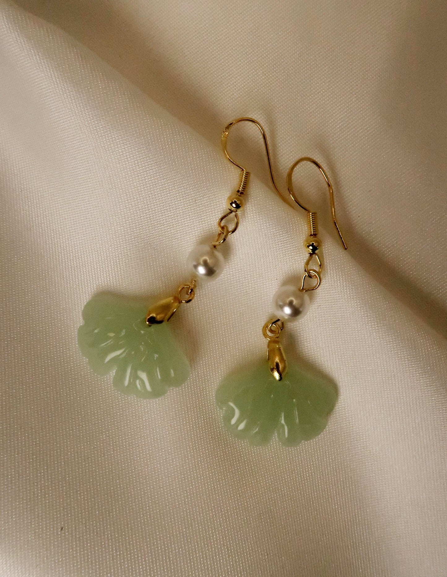 Jade Ginkgo Drop Earrings