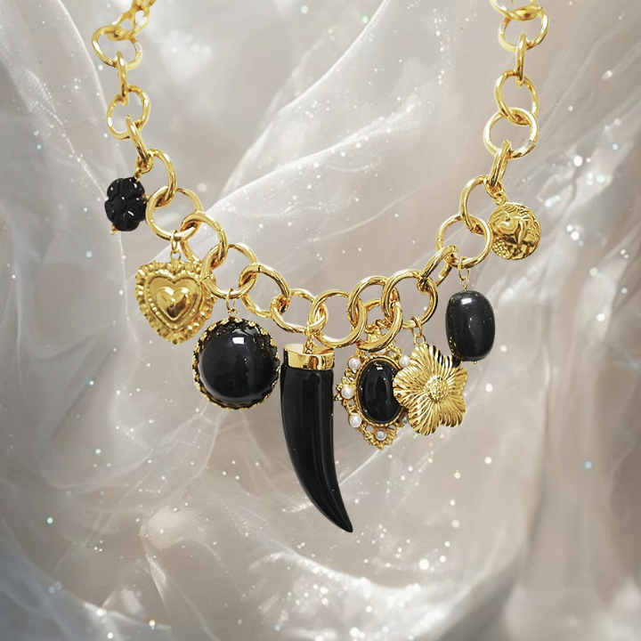 Midnight Baroque Charm Collar