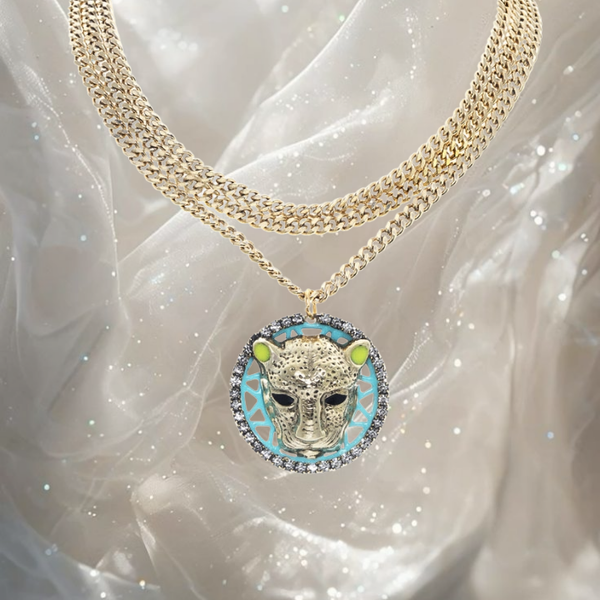 Fierce Leopard Medallion Necklace