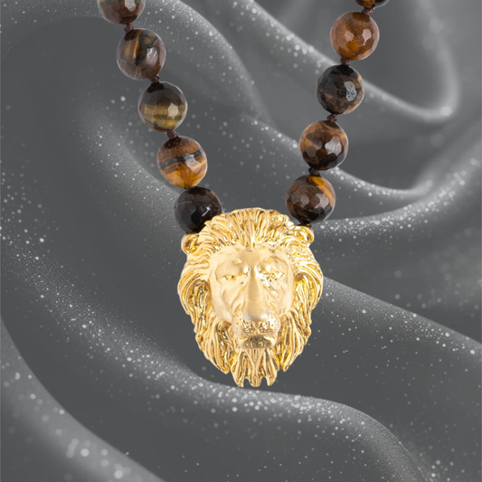 Lion Head and Tigers Eye Statement Necklace