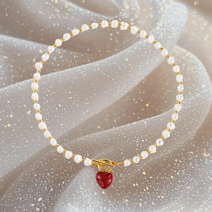 Baroque Pearl Heart Toggle Necklace