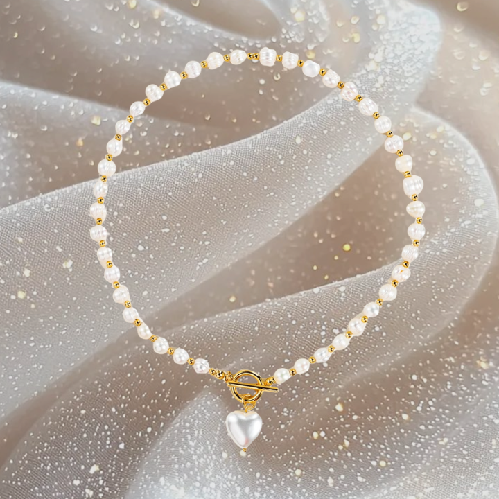 Baroque Pearl Heart Toggle Necklace