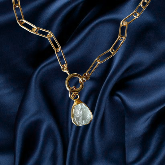 Aqua Aura Nugget Chain Necklace