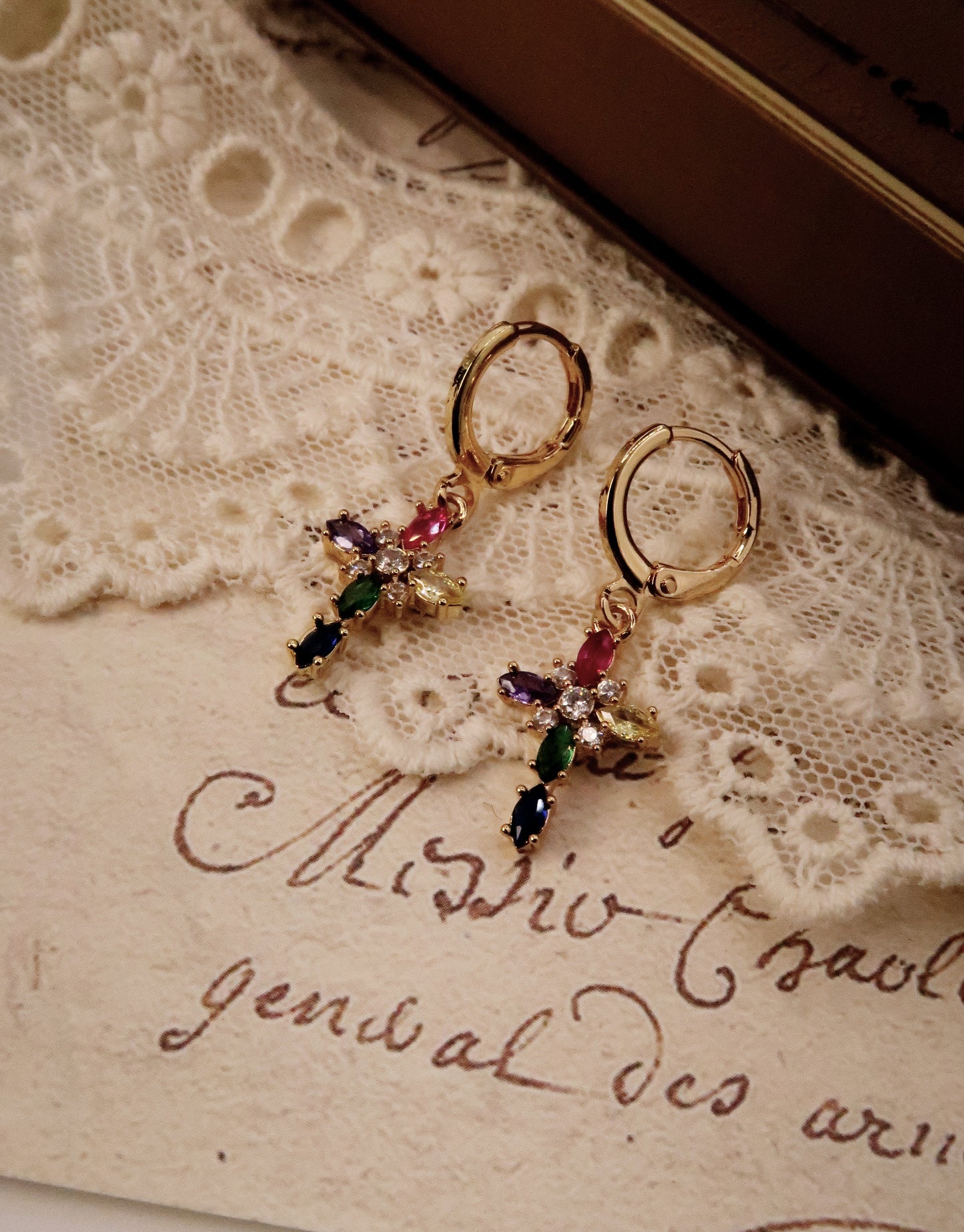 Byzantine Relic Cross Hoop Earrings