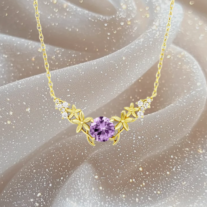 Gold Leaf Amethyst Necklace
