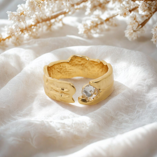 Molten Solitaire Cuff Ring