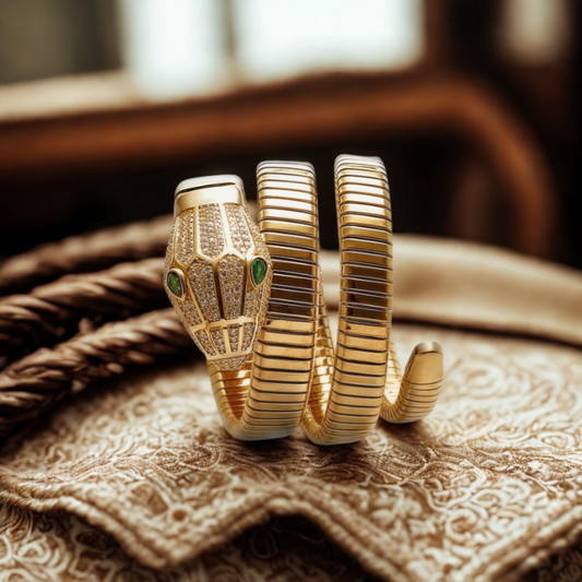 Golden Serpent Coil Cuff
