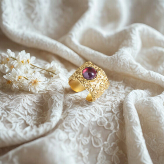Opulent Charm Irregular Gemstone Cuff Ring