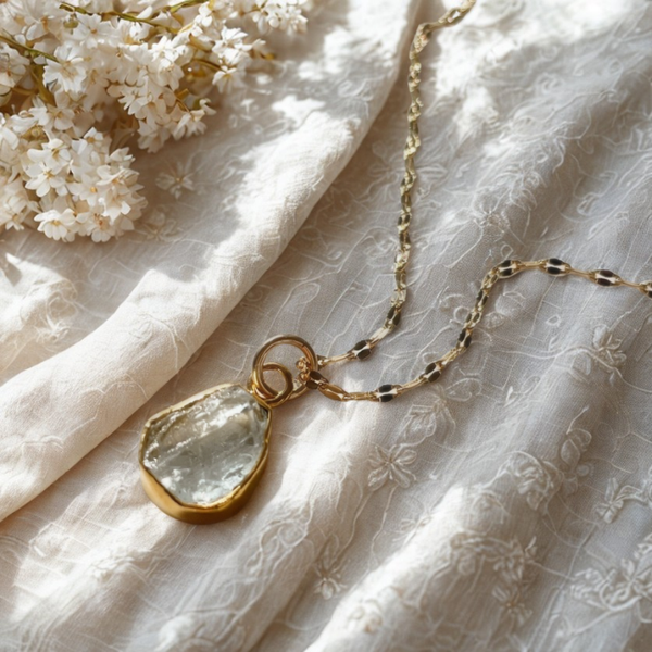 Aquamarine Carved Drop Pendant Necklace