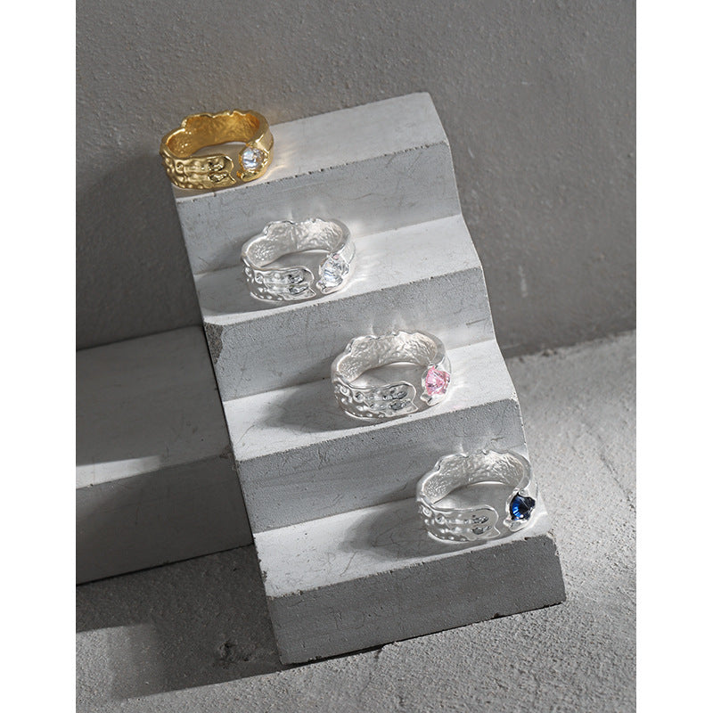 Molten Solitaire Cuff Ring